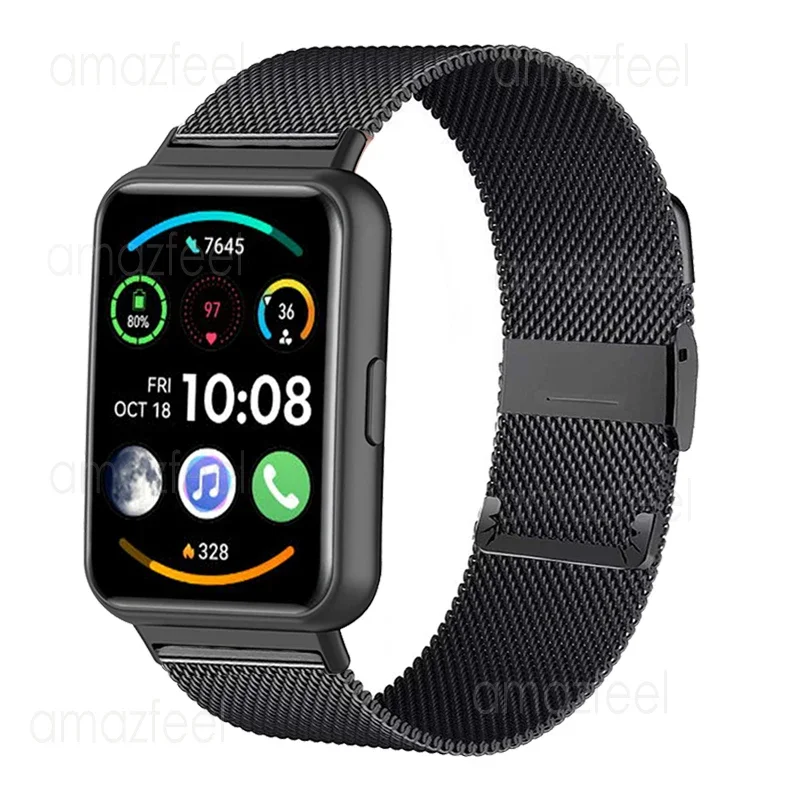 Edelstahl Armband Für Huawei Uhr Fit 2 Smart Uhr Zubehör Metall Mesh Armbänder für Huawei Uhr Fit 2 Handgelenk Strap
