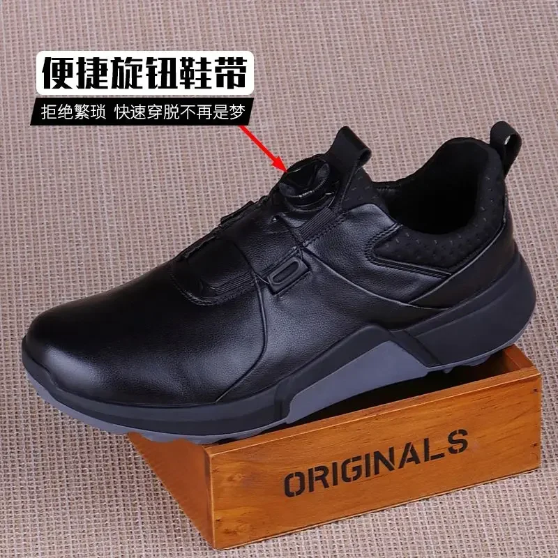 2024 New Spring Golf Training for Mens Black Leather Sports and Leisure Shoe Man Quick Lacing Golf Shoes Mens Gym Sneakers