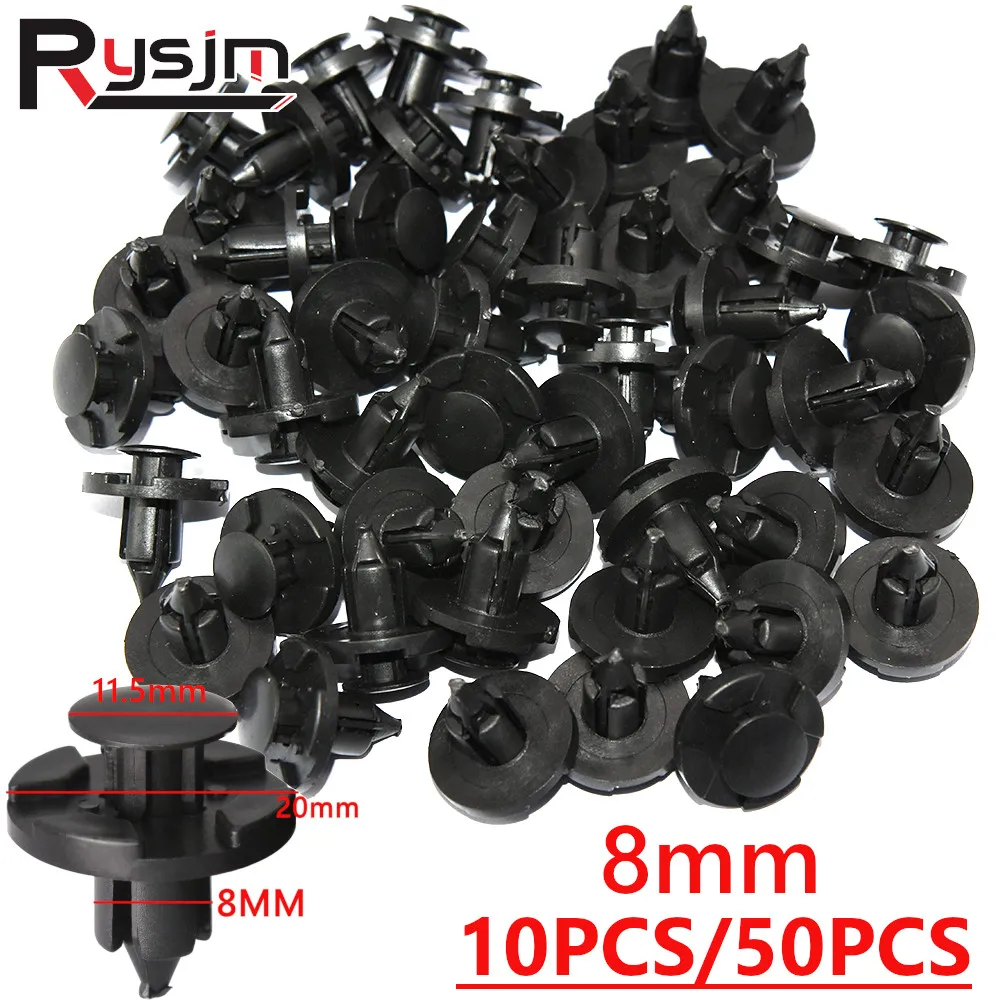 50pcs 10pcs Universal Car Bumper Fender 8mm Hole Plastic Rivets Fastener Clips Auto Bumper Fastener for Nissan For Toyota Black