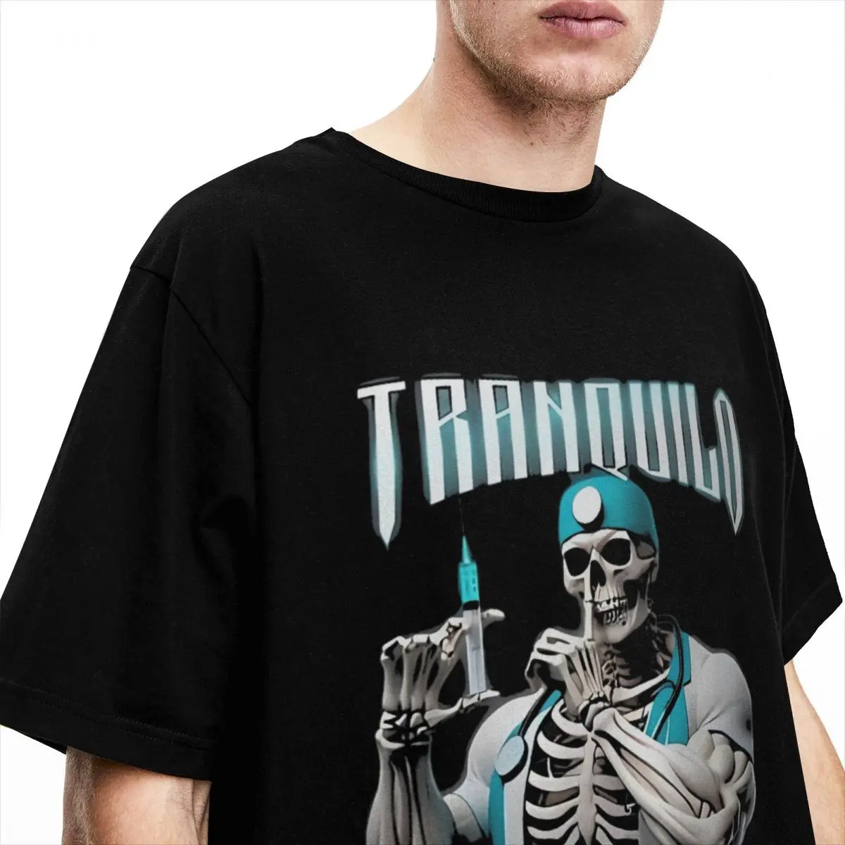 Horror Skeleton T Shirt Beach TRANQUILO SOLO ES UN CICLO Y2K Casual T Shirts 100 Cotton Harajuku Tshirt For Men's Print Tops image 4