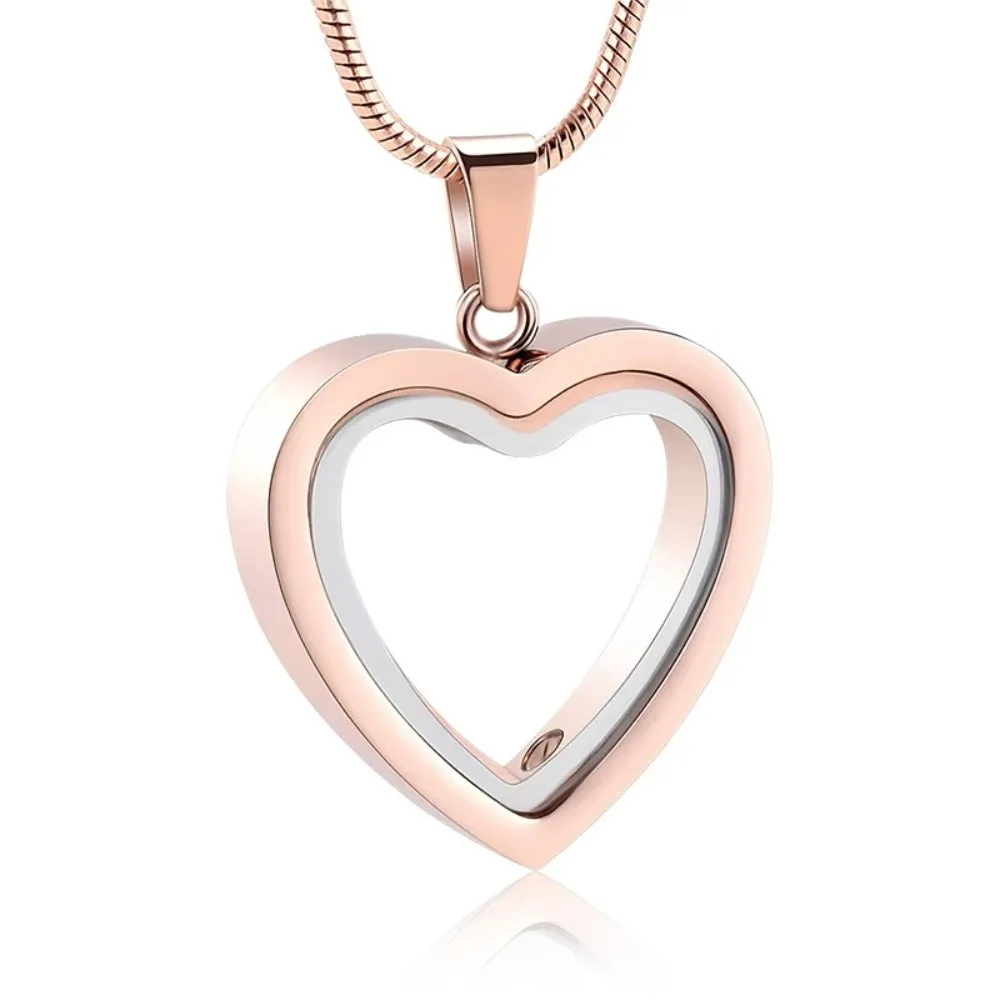 Stainless Steel Pet Memorial Lockets Love Heart Decorative Heart Pendant Sealed Dust-proof Ashes Necklace Pendant
