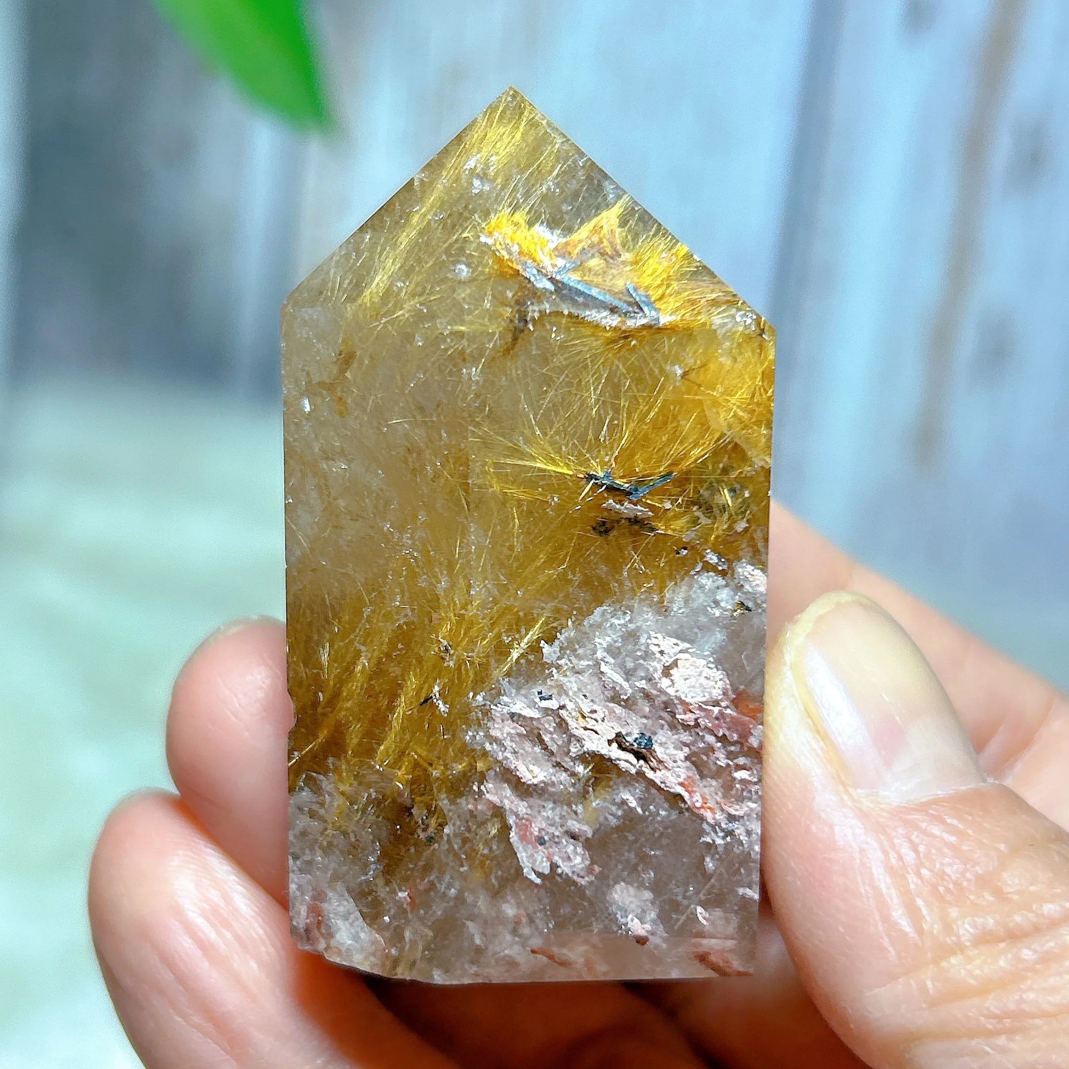 

Healing Natural Crystals Golden Rutile Tower Point Mineral Energy High Quality Home Decorations Gift