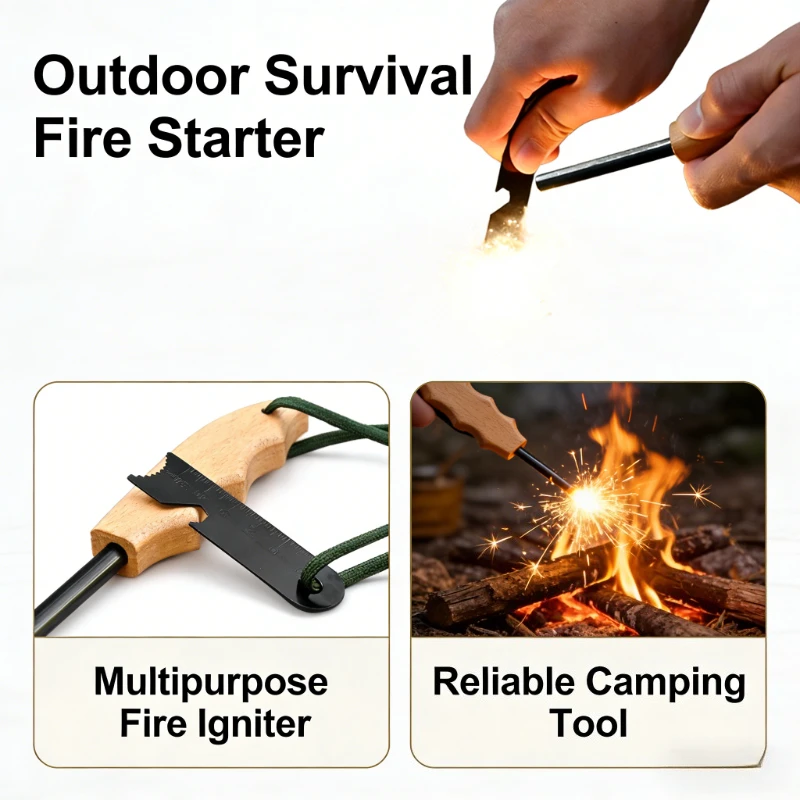 

Heavy-Duty Weather-Sealed Magnesium Rod Sturdy Grip Design Reliable Outdoor Fire Starting Tool for Camping and Emergency Use