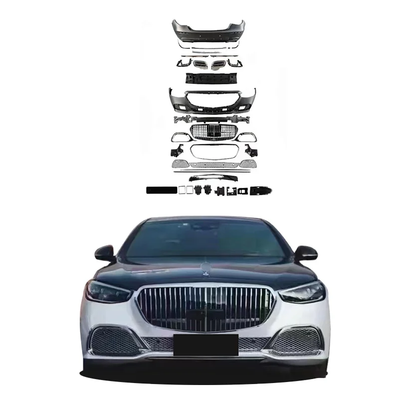 Youkisss Car Bumper Body Kit for Mercedes Benz S-Class W223 Modified For Maybach Body Kit with Grille and Exhaust Pipe