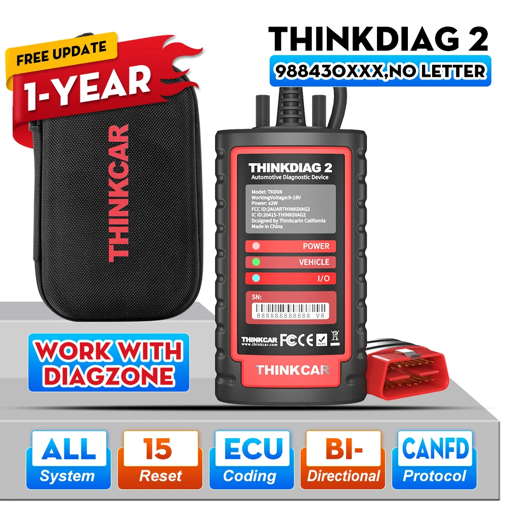 2024 Thinkdiag 2 Ediag plus obd2 diagnostic tools add CAN FD protocol Bluetooth ECU coding Active test All system OBD2 scanner