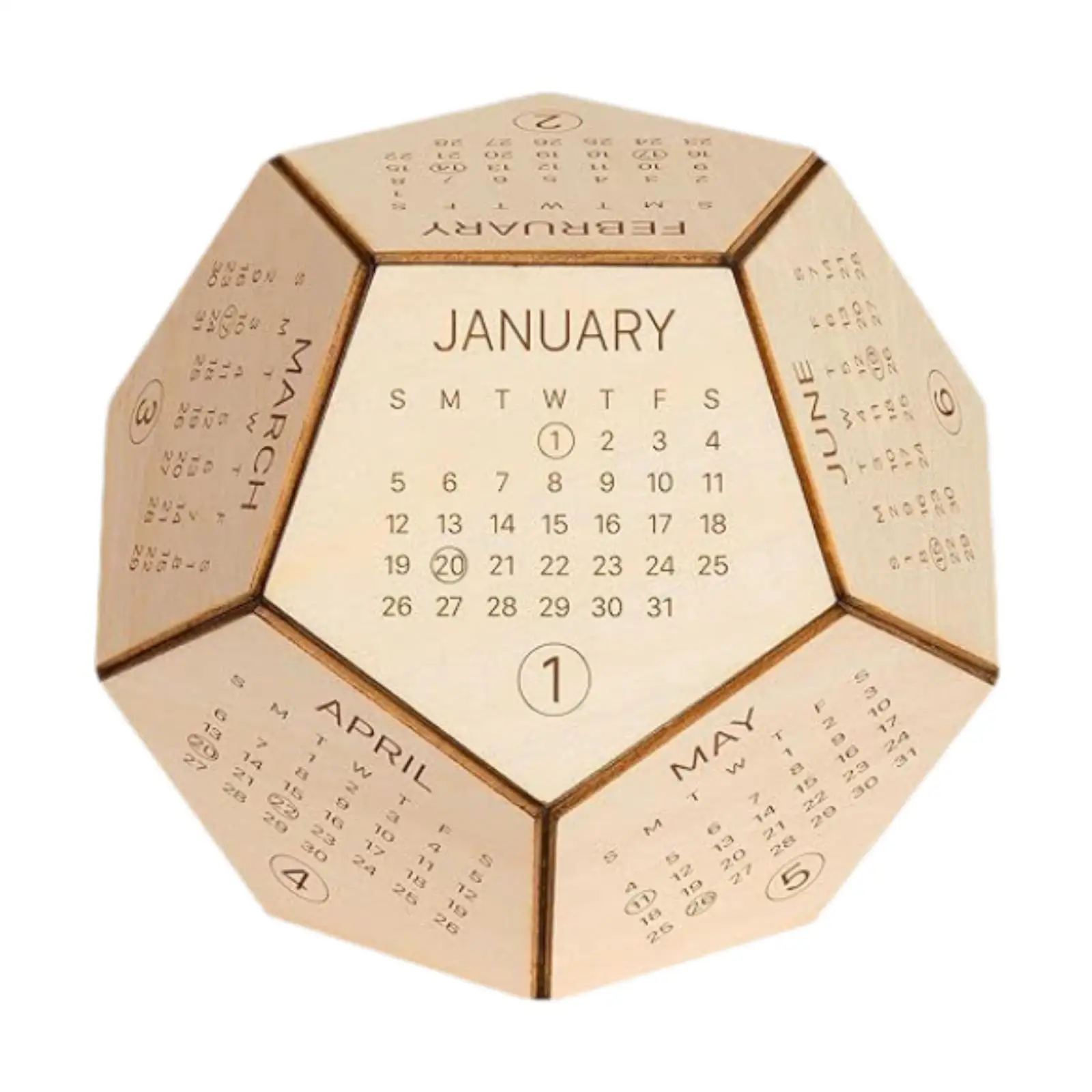 Dodecahedron Cube Calendar Indoor Funny Desk Calendar for Adults Coworkers