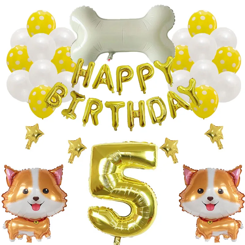 Juego de Globos de helio para fiestas de cumpleaños, set de 41 unids/set de Globos de dibujos animados de animales de hueso de perro y mascota, decoraciones para Baby Shower