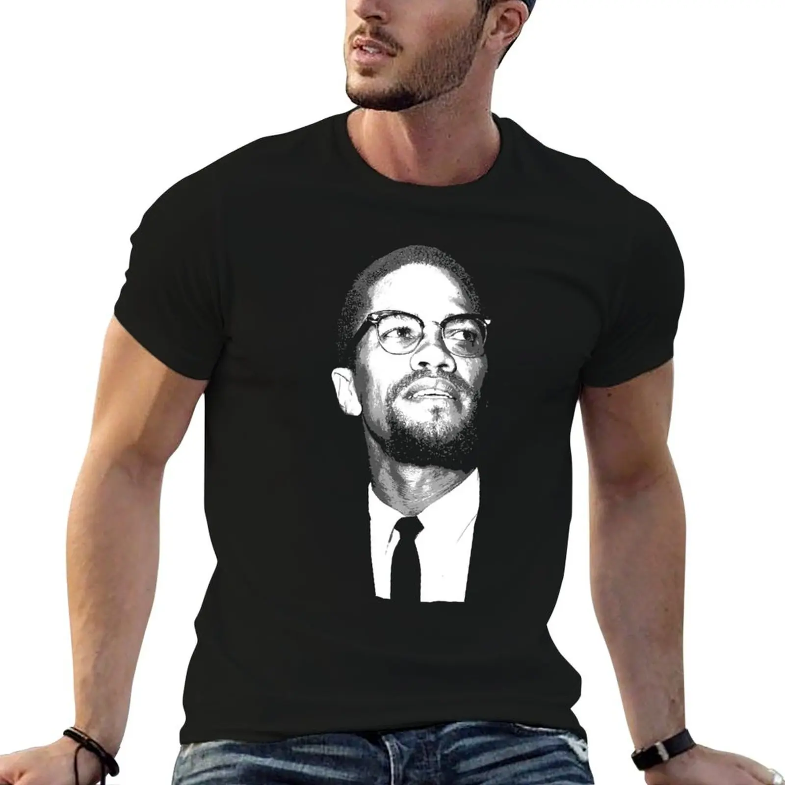 مالكولم X تي شيرت.png تي شيرت رجل تي شيرت قطن مضحك تي شيرت الفكاهة الداكنة تي شيرت