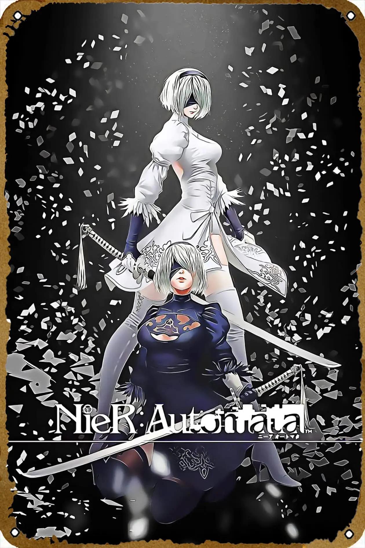 Nier Automata Retro Tin Sign Video Game Sign Gamer Poster Gamer Decor Wall Art Metal Sign Wall Art Plaque Poster for Home Bar Pu