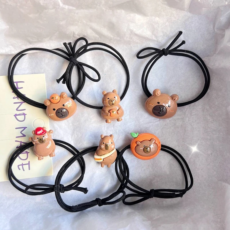 Cute Cartoon Capybara Hair Rope Hair Bands For Girls Lovely Elastic Hair Ties Ponytail Holders Hair Accessories