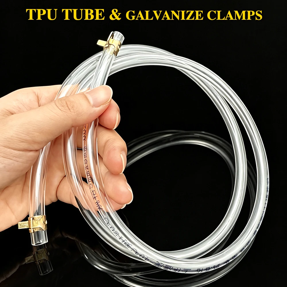 Clear TPU Fuel Hose with Galvanized Clamps ID 4mm~16mm Diesel Pipe Oil resistant Aging-resistant for Car Engine Oil Transfer