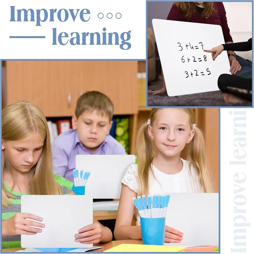 مجموعة سبورة بيضاء صغيرة على الوجهين للفصل الدراسي مع أقلام تحديد، 100 عبوة من ألواح الكمبيوتر المحمول مقاس 9 × 12 بوصة للوازم المدرسية