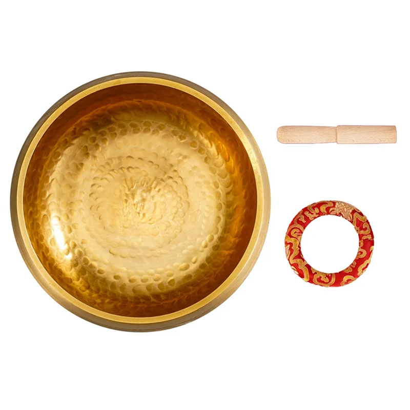 A06F-Brass Singing Bowl Handmade Tibetan For Sound Healing Yoga Meditation Stress Relief