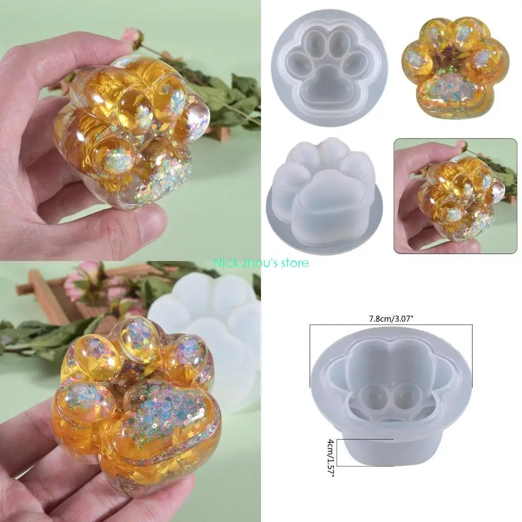 

E15E Crystal Epoxy Resin Mold Cats Claw Paw Print Resin Silicone Mold Handmade