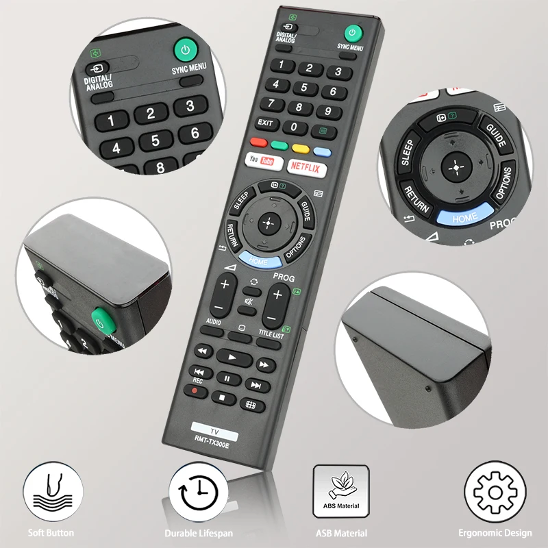 For RMT-TX300E Sony-TV-Remote-Control-Replacement With YouTube NETFLIX Buttons, For Sony TV KDL-32WE610 KDL-32WE613 KDL-32WE615