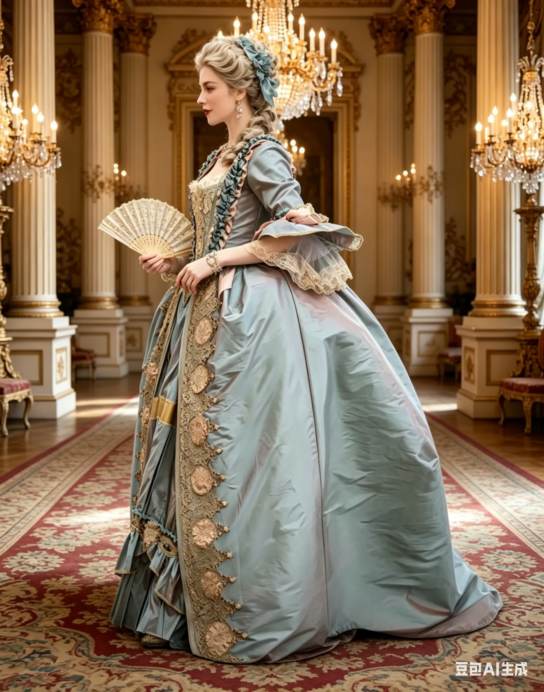 18. Jahrhundert BLAUES Rokoko Barock Prinzessinnenkleid Viktorianisches Königshof Edles Königinnen-Kostüm Kolonial Hamilton Theater Ballkleid