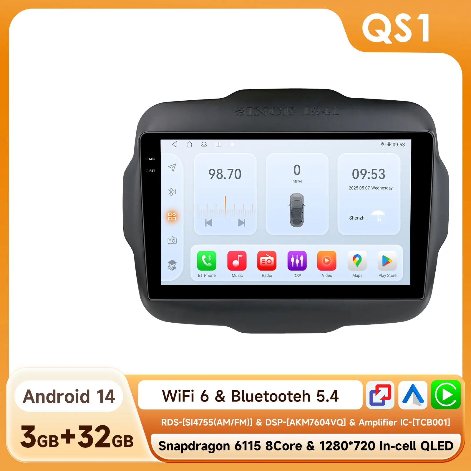 7862 Carplay 4G-Lte 9 "Autoradio Android Voor Jeep Afvallige 2016-2020 Multimediaspeler Navigatie Gps 2 Din Stereo Dsp Autoradio