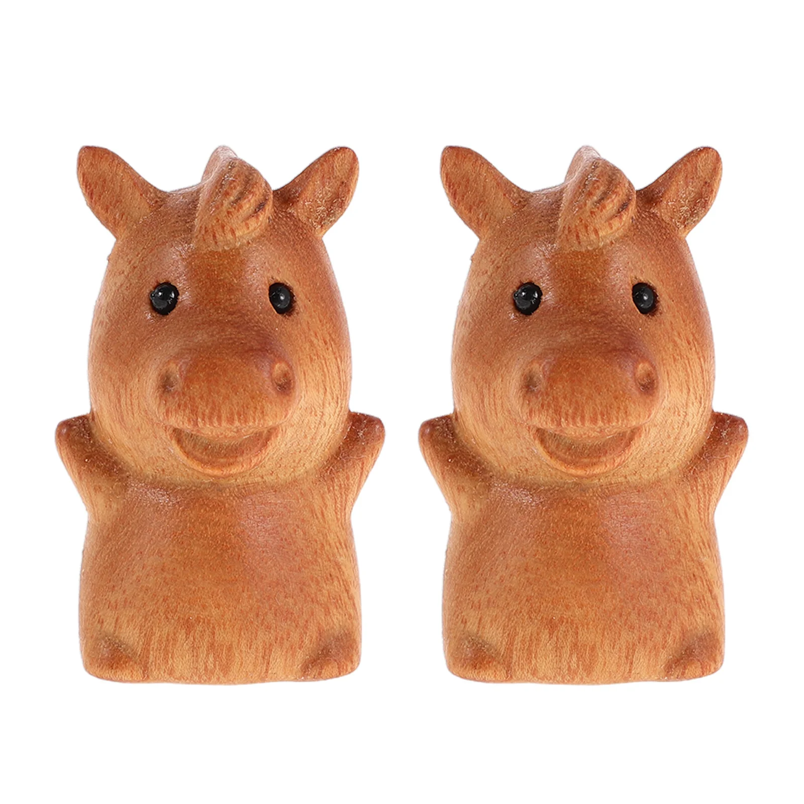 

2Pcs Hand Carved Wood Horse Sculpture 2026 Chinese Zodiac Feng Shui Wealth Luck Statue Desktop Ornament Spring Festival Decor