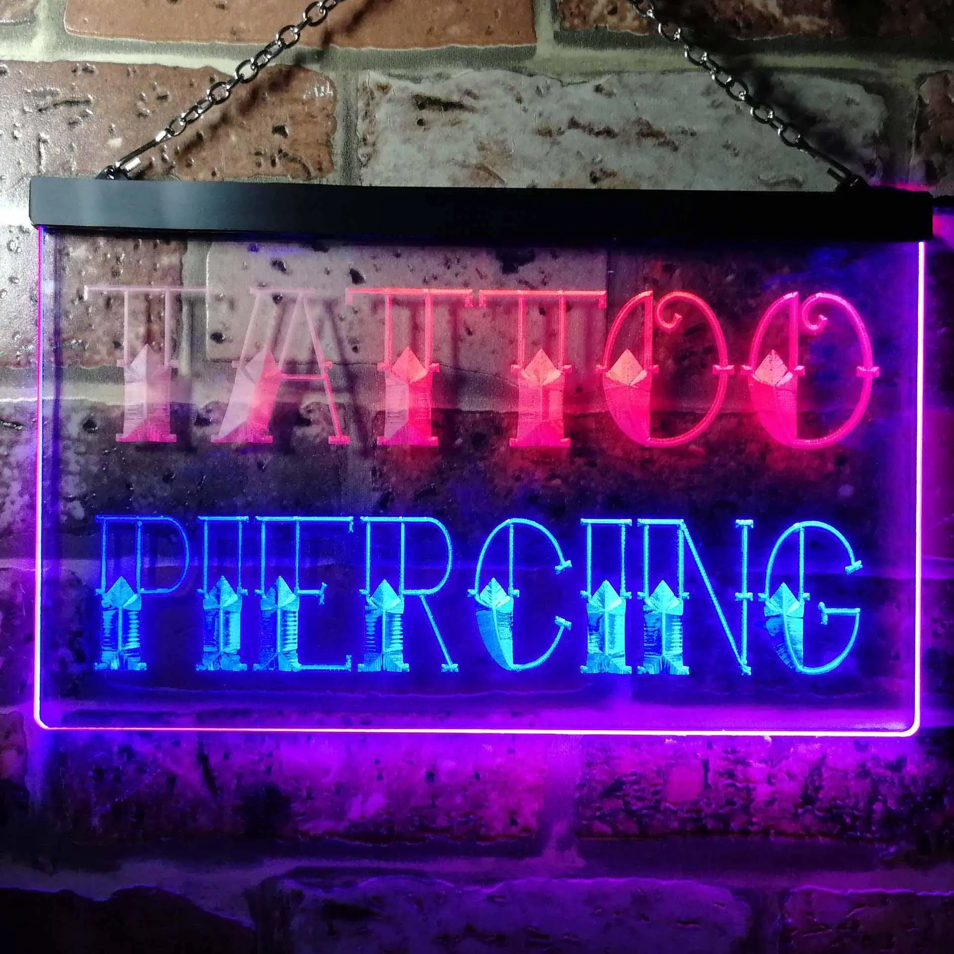 TATTOO PIERCING Dual Color Led Neon Sign st6-i0296