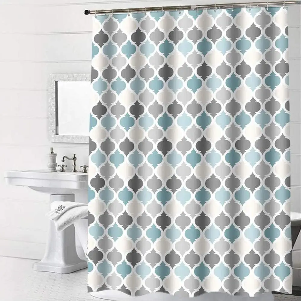 1pc Waterproof shower curtain, made of thick polyester fabric, machine washable, with hooks, suitable for bathroom