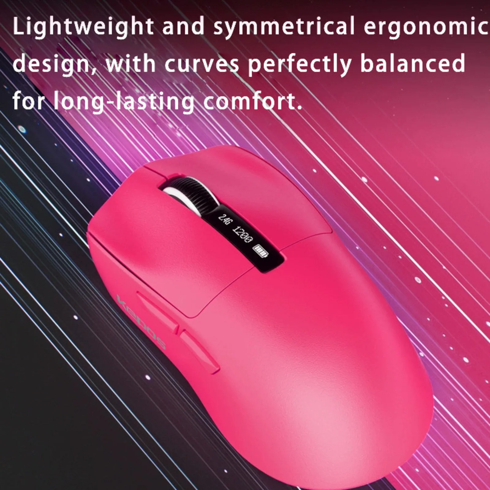 Tri-Mode 2.4G Bluetooth Wired Mouse 12000 DPI Adjustable 6 Programmable Buttons 68g Lightweight Long Endurance Power Display