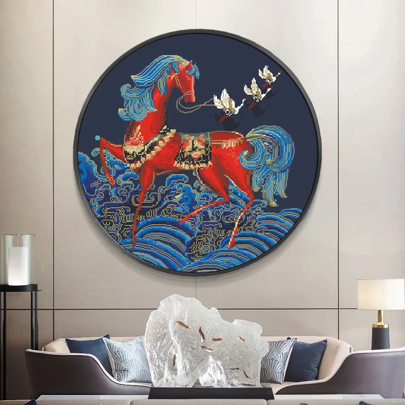 

Современный простой набор для вышивания крестиком ручной работы, маленький комплект для гостиной, прихожей, круглый, для домашнего декора, набор для вышивания крестиком, ткань для рукоделия