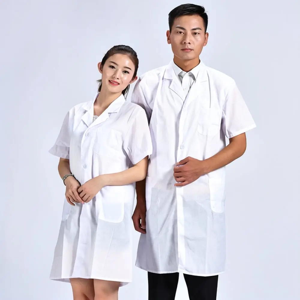 Professional Lab Coat Long Sleeve Unisex Hospital Scrub Apparel Food Industry Workwear Protective Chemical Science Uniform