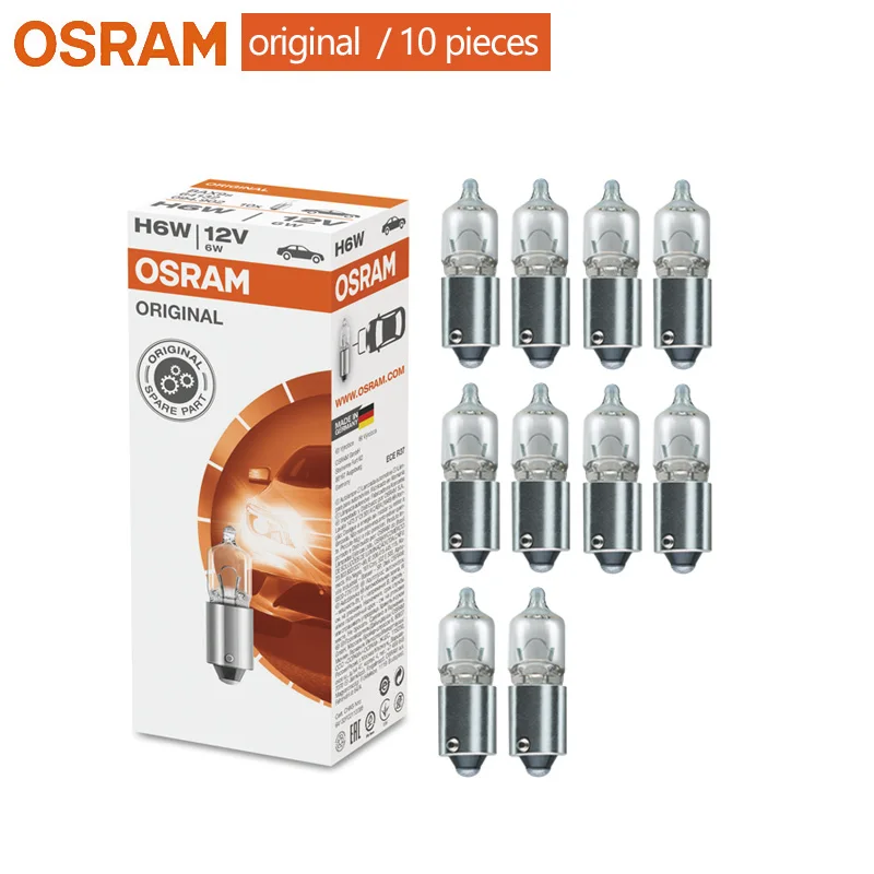 

10pcs OSRAM H6W 64132 12V 6W BAX9s Original Line Spare Parts Parking Light Germany Car Standard Lamps OEM Halogen Bulbs ECE