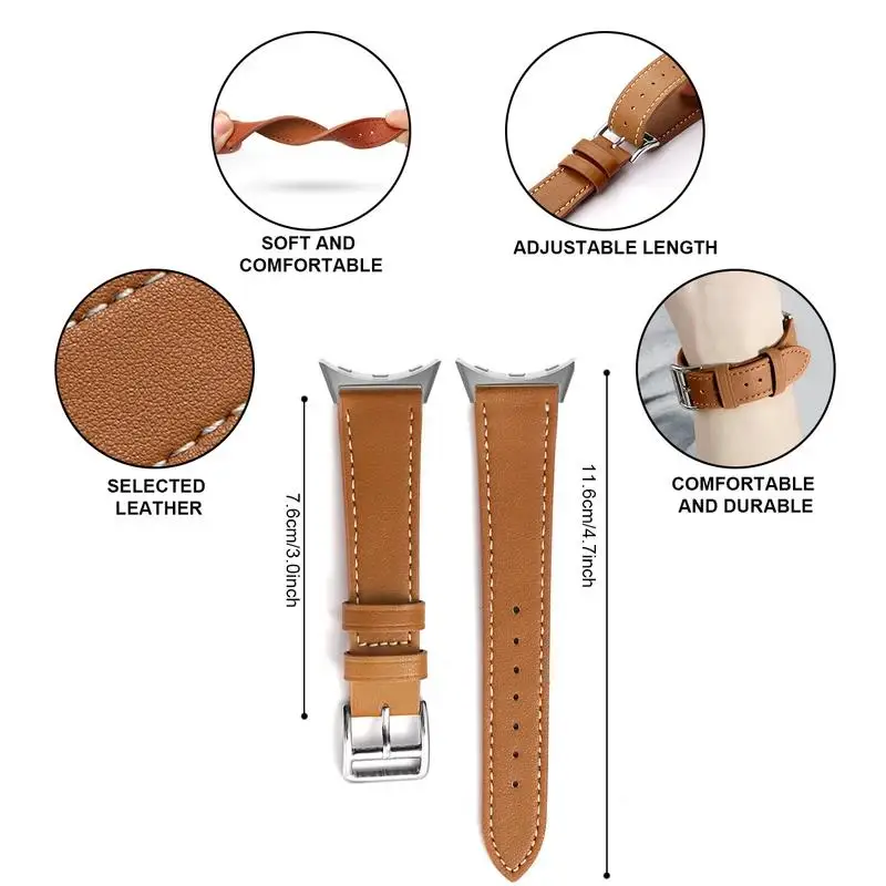 Leather Band for Google Pixel Watch Strap Betl Smartwatch Metal Connectors Accessories Bracelet Google Pixel for Hermes Correa