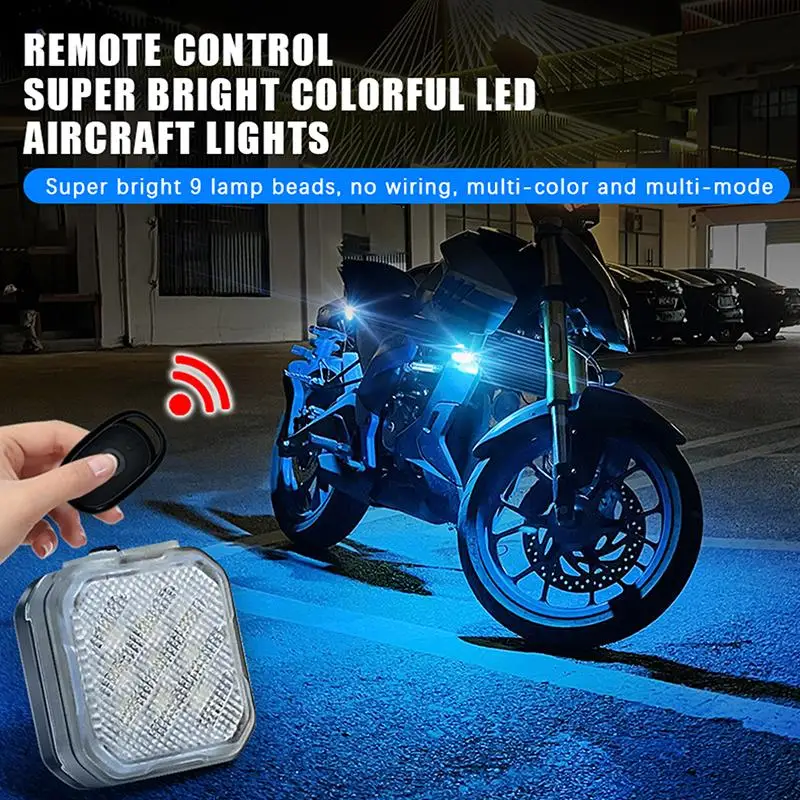 Wireless Remote Control 9 Bead Super Bright LED Strobe Motorcycle Lights Multicolor Modes For Night Riding Car Bike Modification
