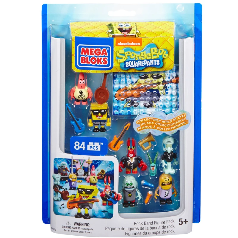 Mega Bloks Bob Esponja Squarepants paquete de figuras post-apocalypse lindo dibujos animados Anime ensamblado juguete de bloques de construcción regalo de Navidad