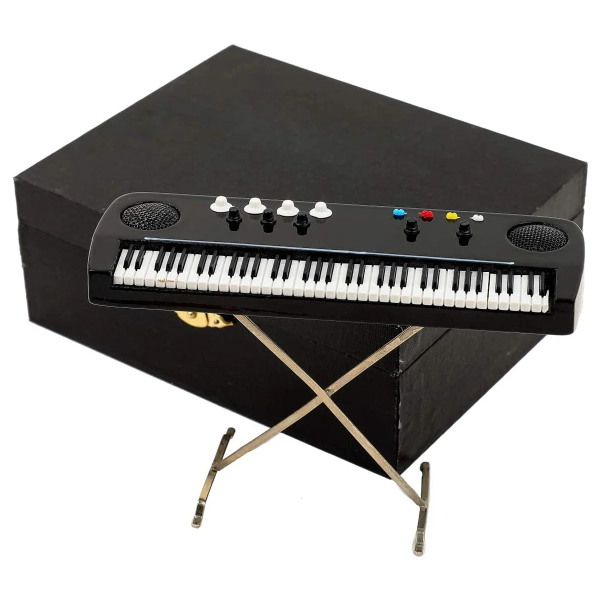 Miniature Electronic Organ Mini Musical Instrument Mini Electronic Keyboard with Case Miniature Dollhouse Model Ornament