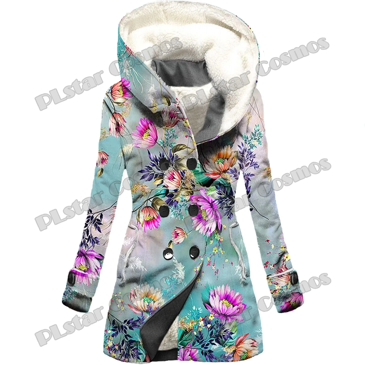 Flowers And Cashew Floral Pattern 3D All Over Printed Fashion Woman Hooded Coat Winter Casual Thick Warm hooded jacket HR12