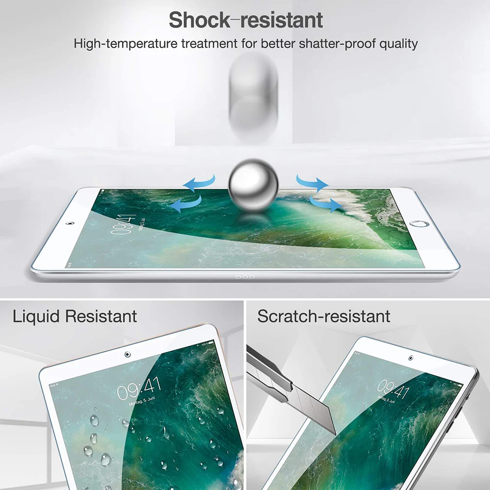 Tempered Glass For Apple iPad 9.7 2017 2018 5th 6th Generation Anti- Scratch Screen Protector Tablet Film