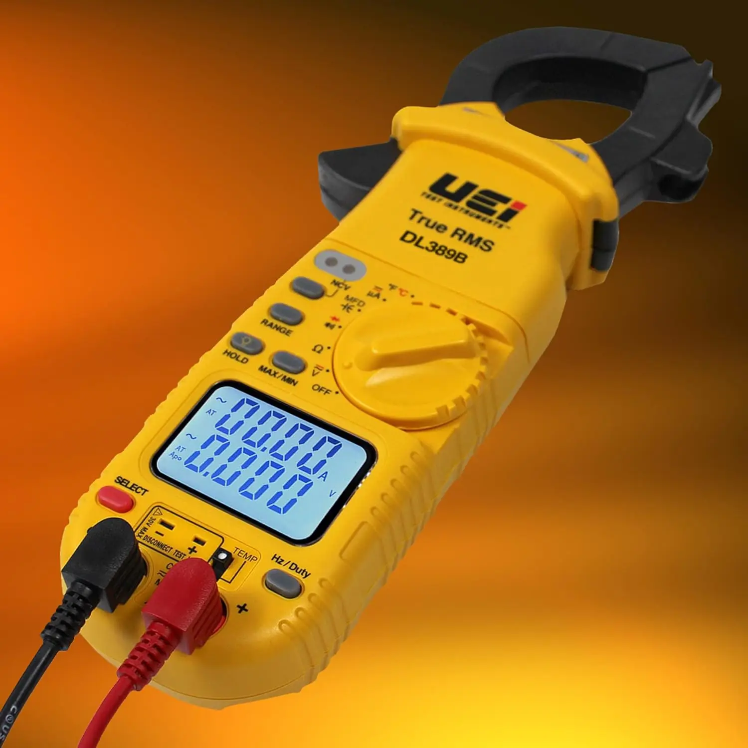 DL389B Digital True RMS Clamp Meter, HVAC 4000 Counts Auto Ranging Voltmeter, Measures AC & DC Volts AC Amps AC/DC Microamps Tem