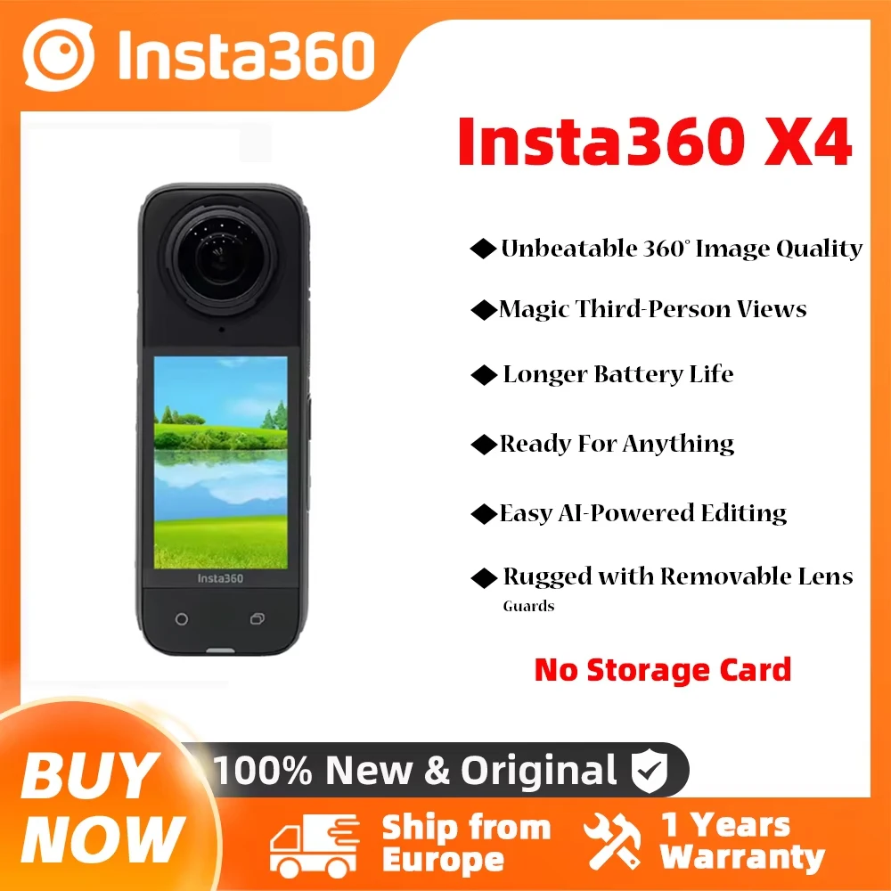 【EU Warehouse】Insta360 X4 8K Waterproof 360 Action Camera, 4K Wide-Angle Video 2290mAh Battery Insta360 X4 Sport Camera