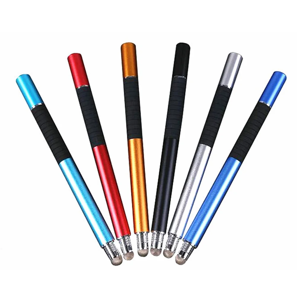 Universal 2 in 1 Disc and Fiber Tip Capacitive Stylus Touch Screen Pen for All Touch Screen Devices Tablets & Cell Phones (Silve