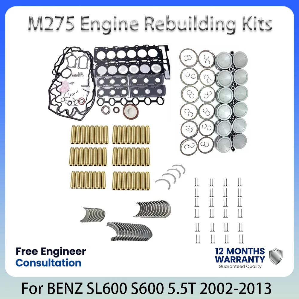 Engine Rebuilding Kits For MERCEDES-BENZ S-CLASS SL600 S600 W220 W221 V221 R230 C215 C216 5.5T 5.5 L T V12 GAS 2002-2013 M275