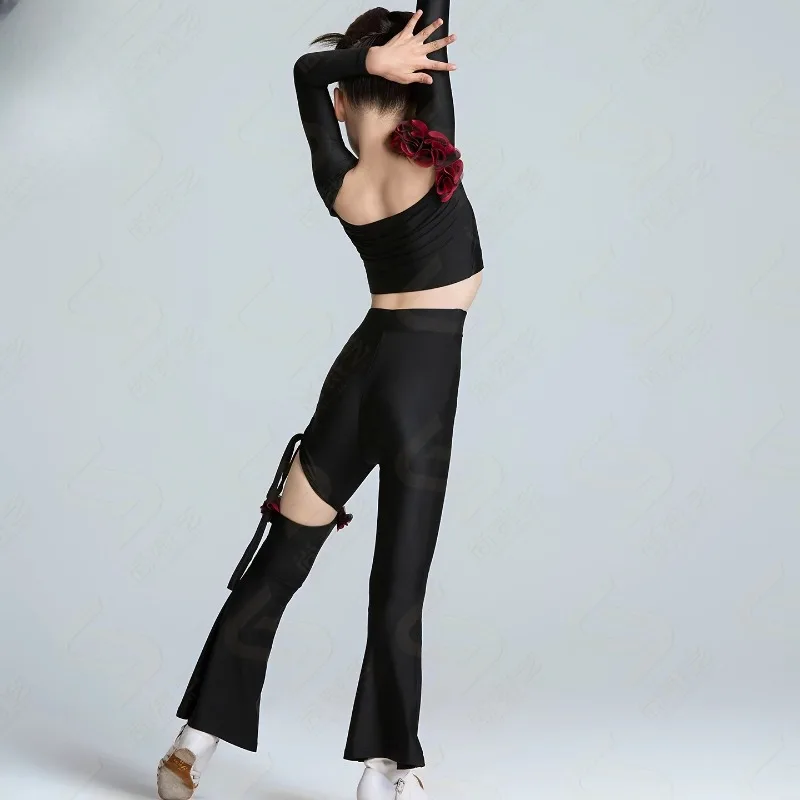2026 Winter New Latin dance costume girls' flared pants set training and performance set high-end