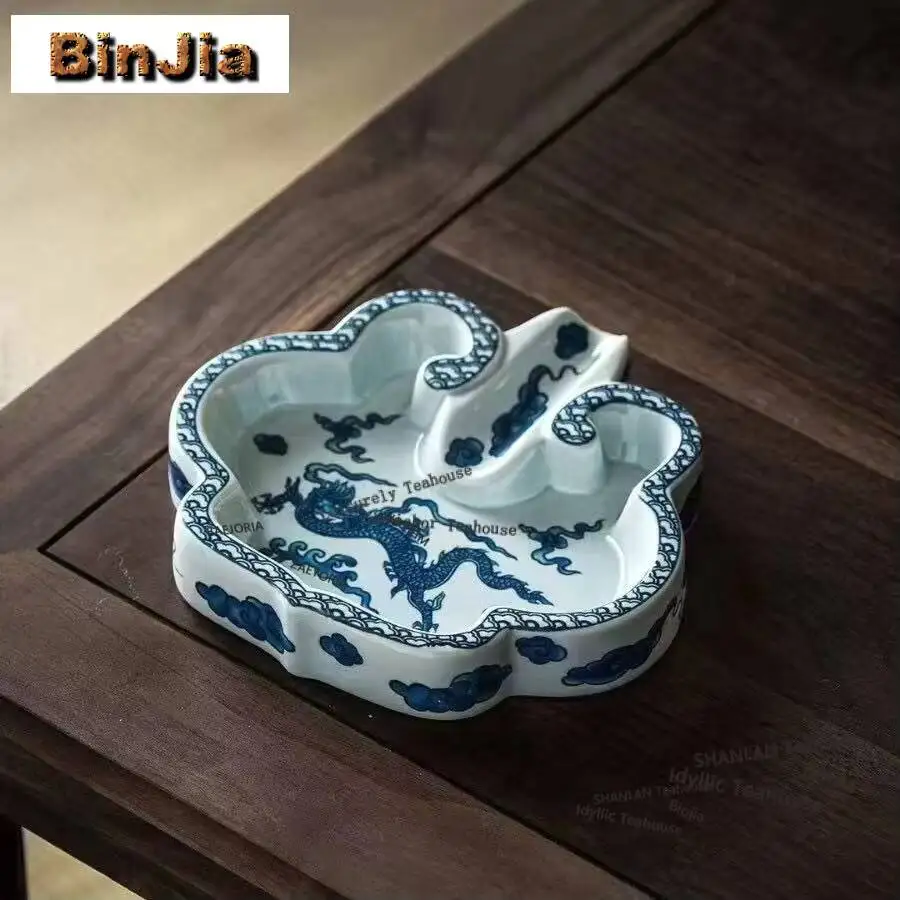 Blue and White Cigar Ashtray Aesthetic Tobacco Smoke Odor Removal Pocket Ashtray Ash Tray Weed Smoking Tableware Ornaments craft