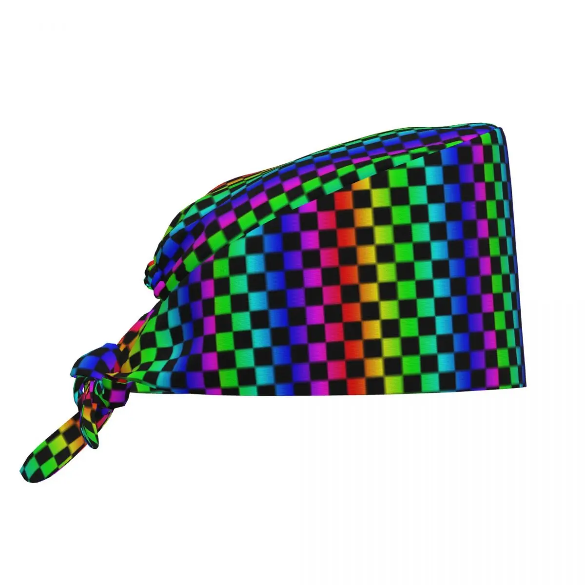 Rainbow Checkers Checkerboard Scrubs Cap Surgical Hats Men Women Operating Room Cap Operator Hats Lab Works Hat