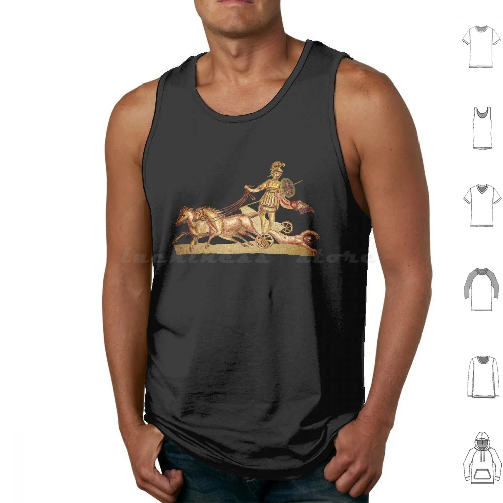 Achilles Drags Hector’S Body Mosaic ( On Black ) Tank Tops Print Cotton Ancient Greece Ancient Greek Ancient Greece