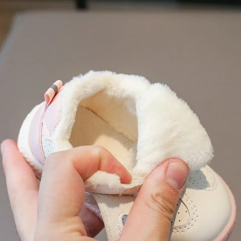 الشتاء القطيفة الدافئة طفل الفتيان الفتيات حذاء كاجوال ستار بولي هوك هوك حلقة الأطفال أحذية رياضية بيضاء لينة المضادة للانزلاق طفل أطفال أحذية رياضية #6