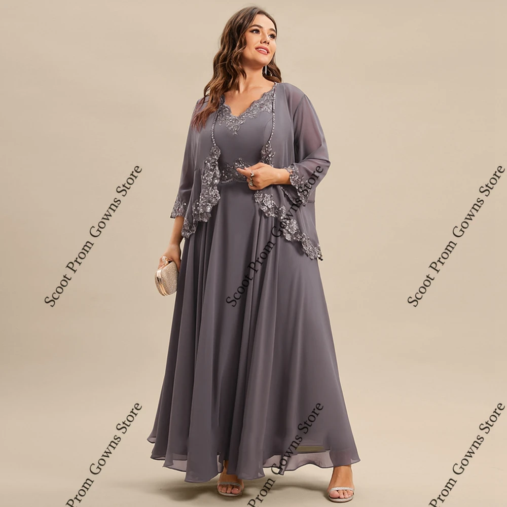 

Plus Size Mother of Bride Dresses Full Sleeve Wedding Party Dresses for Women 2025 Summer New Chiffon Beach Robe De Soirée