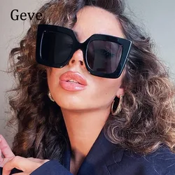 Black Square Sunglasses For Women Trendy Oversized Metal Frame Luxury Brand Designer Sun Glasses Fashion ​Shades UV400