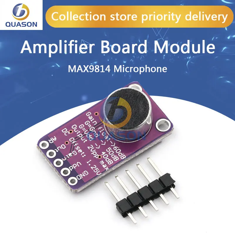 MAX9814 Microphone AGC Amplifier Board Module Auto Gain Control Programmable Attack and Release Ratio Low THD