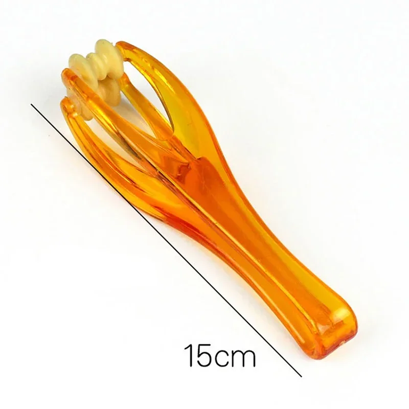 Clear Orange Double Rubber Roller Massage Joints Finger Massager Hand & Finger Massage Roller for Arthritis, Blood Circulation