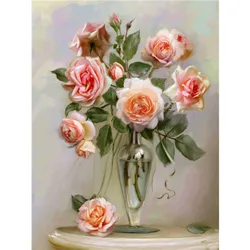 Fiore rosa fai da te punto croce 11CT kit di ricamo ricamo set artigianale tela stampata decorazione della casa per soggiorno in vendita