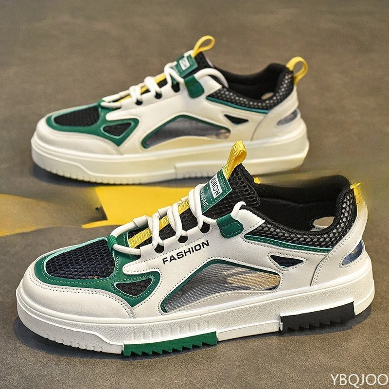 Herren Sommer neue hohle Mesh-Sportschuhe atmungsaktive bequeme Mesh vielseitige flache Schuhe lässig bequeme Herrenschuhe