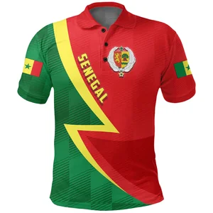 Senegal dos Männer Flagge 3D -Karten -Print Polo -Hemden, Afrika -Jungenkleidung, Kurzarmabstange, Jersey -Mantel, Nationales Emblem -Top 10 Hauptverkäufe Senegal -Shirt - №1